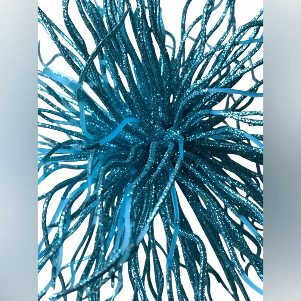 Decorative Sea Urchin Blue Glitter Ball Nautical Ocean Sea Decor